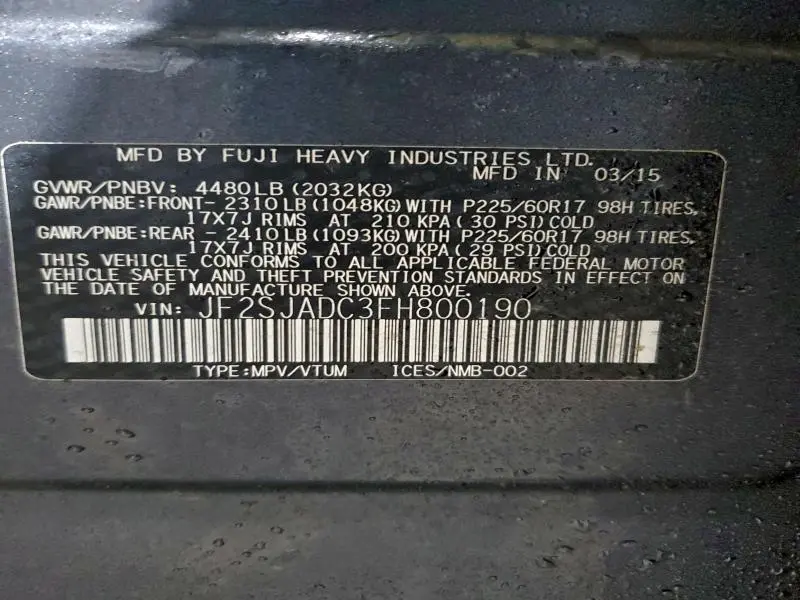 2015 SUBARU FORESTER 2.5I PREMIUM  