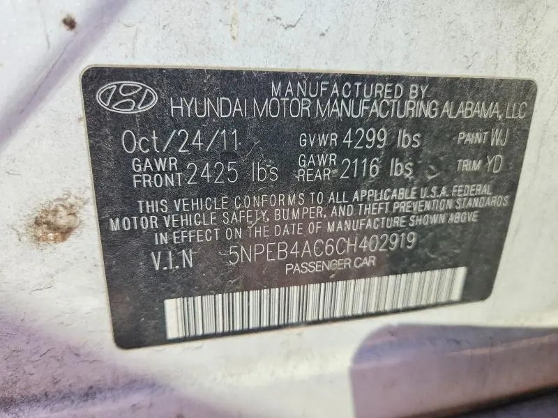 2012 HYUNDAI SONATA GLS  