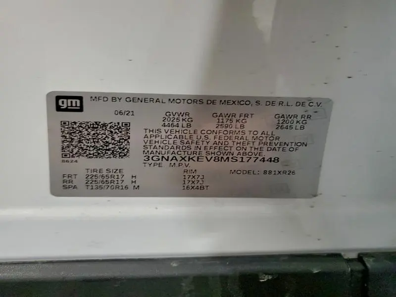 2021 CHEVROLET EQUINOX LT  