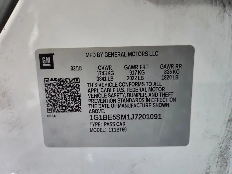 2018 CHEVROLET CRUZE LT  