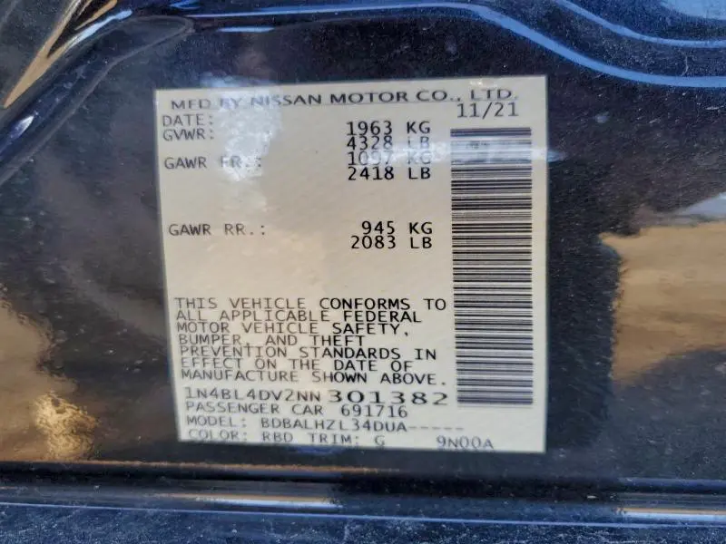 2022 NISSAN ALTIMA SV  