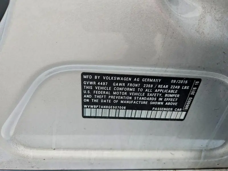 2016 VOLKSWAGEN CC BASE  