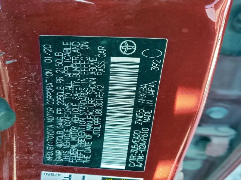 2020 TOYOTA PRIUS LE  