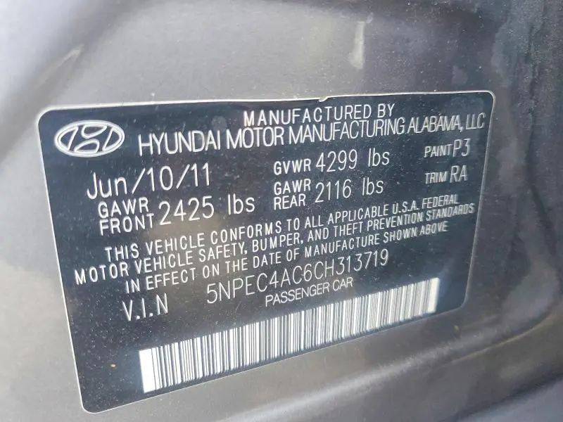 2012 HYUNDAI SONATA LIMITED  
