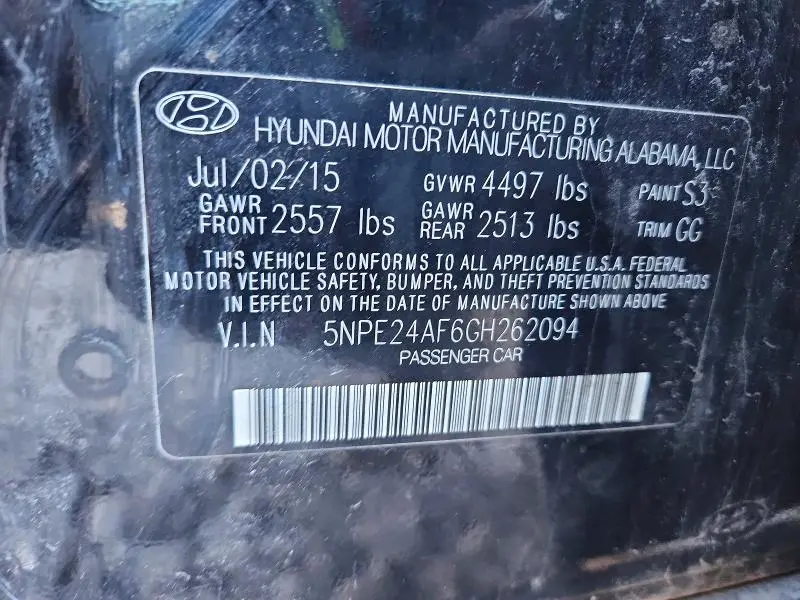 2016 HYUNDAI SONATA SE  
