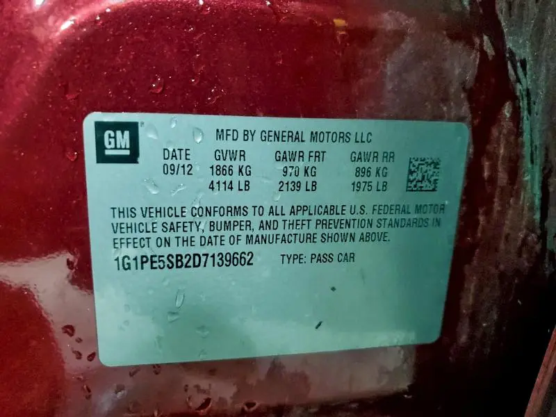 2013 CHEVROLET CRUZE LT  