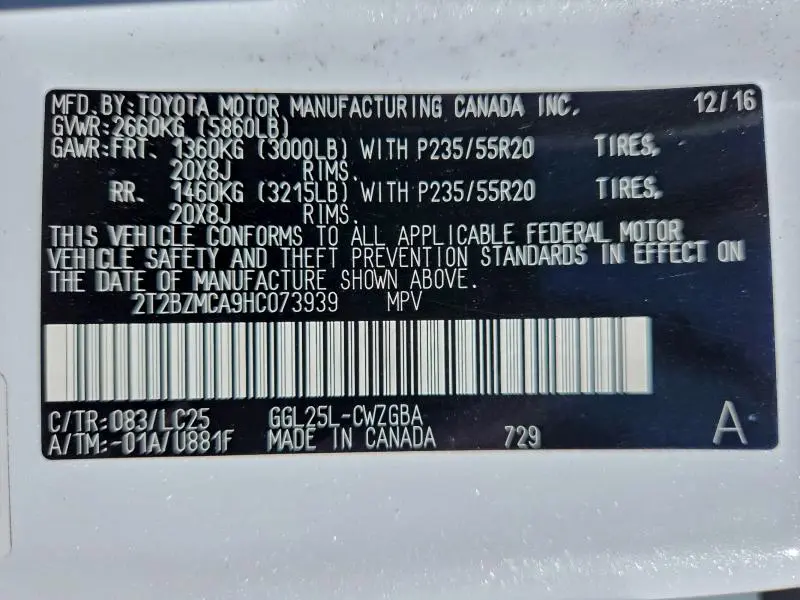 2017 LEXUS RX 350 BASE  