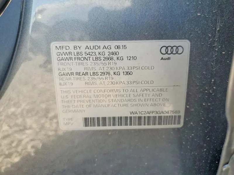 2016 AUDI Q5 PREMIUM  