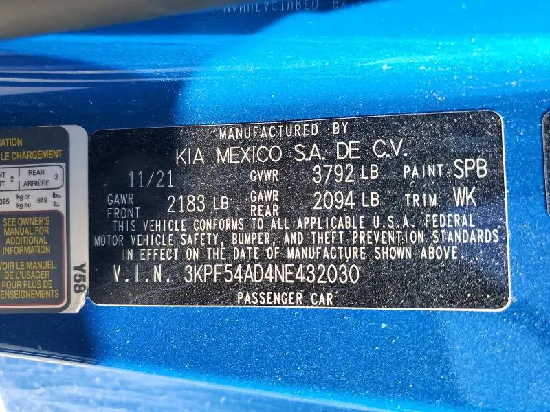 2022 KIA FORTE GT LINE  