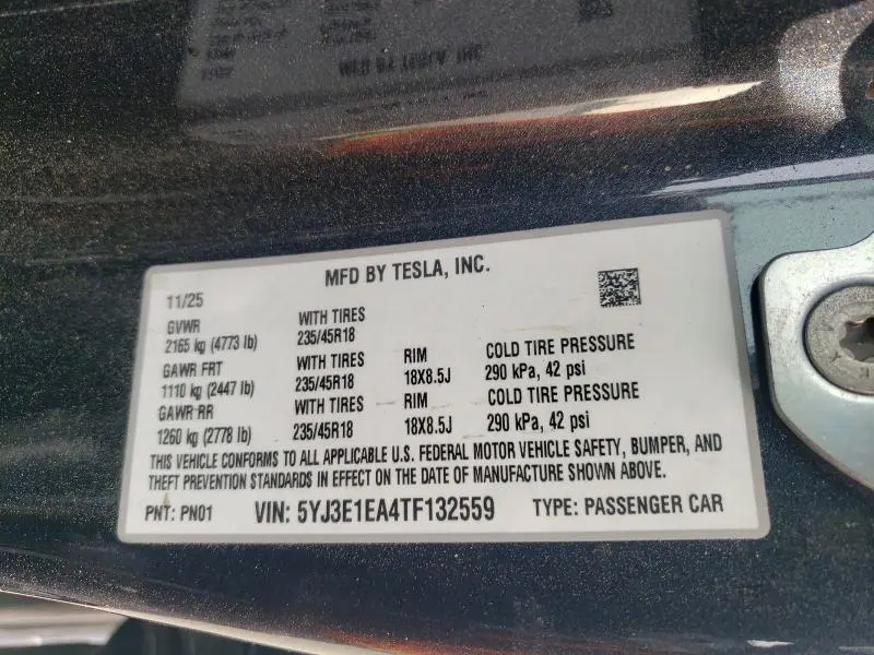 2026 TESLA MODEL 3   