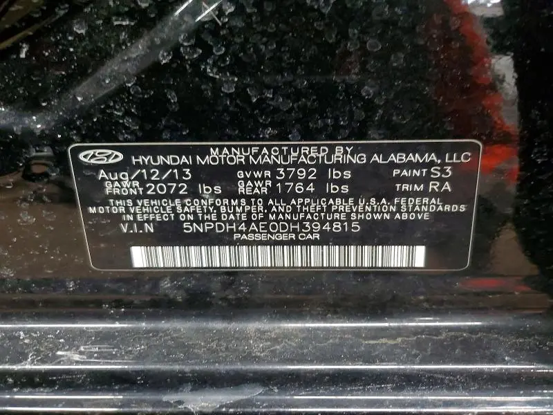 2013 HYUNDAI ELANTRA GLS  