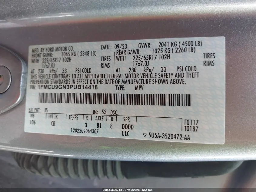 2023 FORD ESCAPE ACTIVE