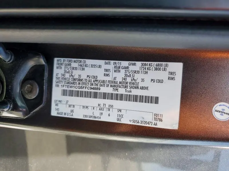 2015 FORD F150 SUPERCREW  