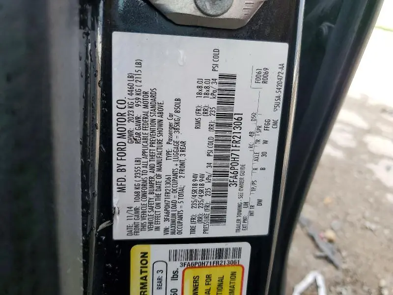 2015 FORD FUSION SE  
