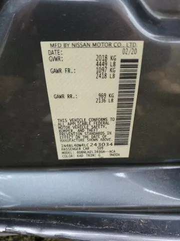 2020 NISSAN ALTIMA SV  