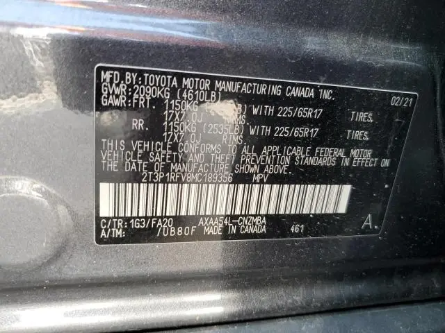 2021 TOYOTA RAV4 XLE  
