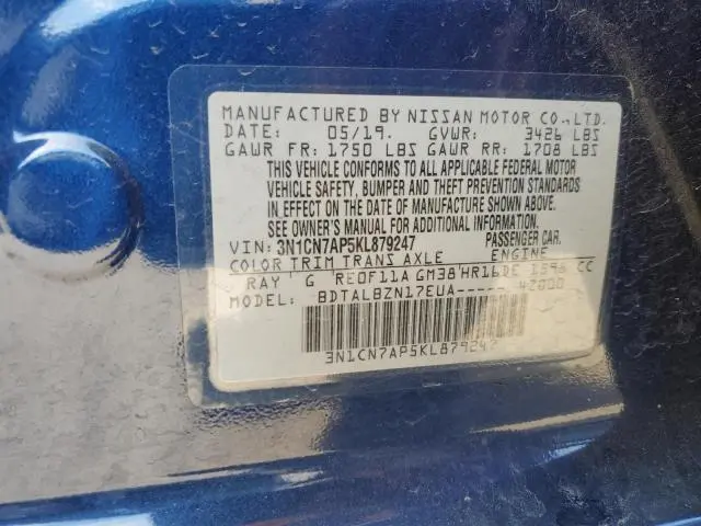 2019 NISSAN VERSA S  