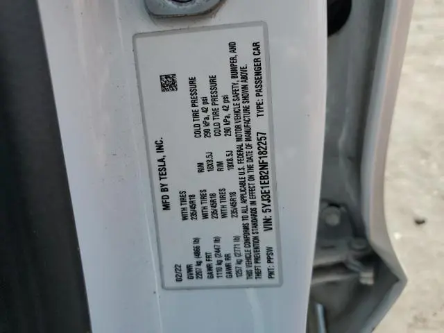 2022 TESLA MODEL 3   