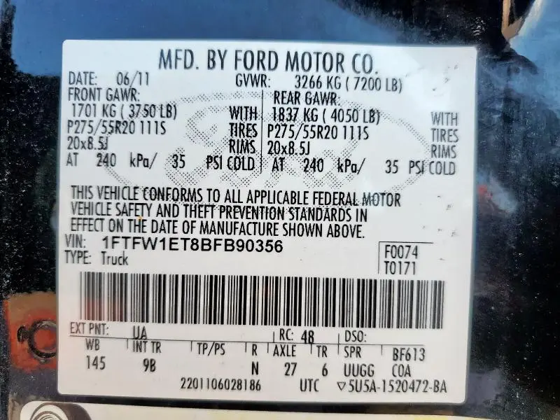 2011 FORD F150 SUPERCREW  