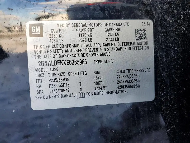 2014 CHEVROLET EQUINOX LTZ  