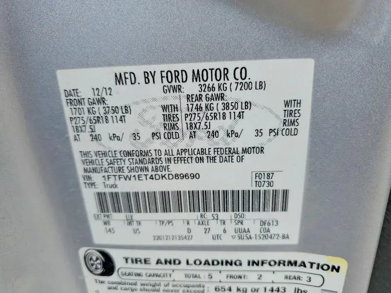 2013 FORD F150 SUPERCREW  