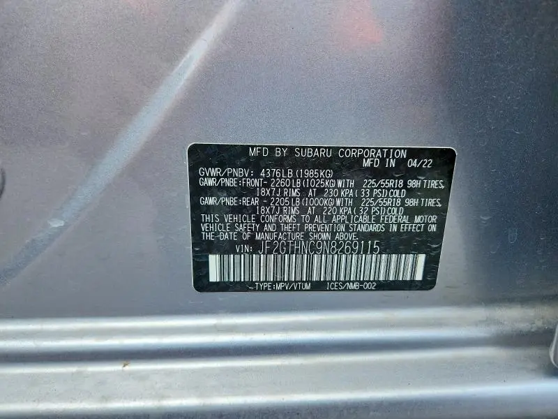 2022 SUBARU CROSSTREK LIMITED  