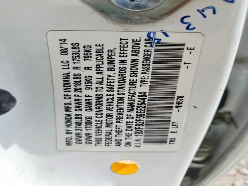 2014 HONDA CIVIC LX  