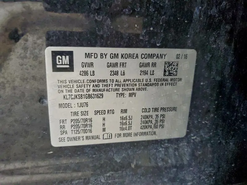 2016 CHEVROLET TRAX LS  