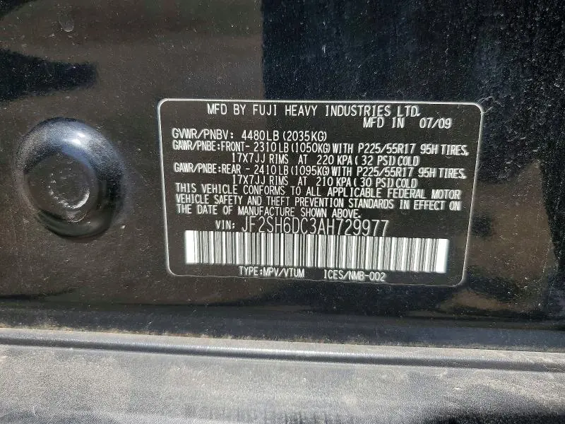 2010 SUBARU FORESTER 2.5X LIMITED  