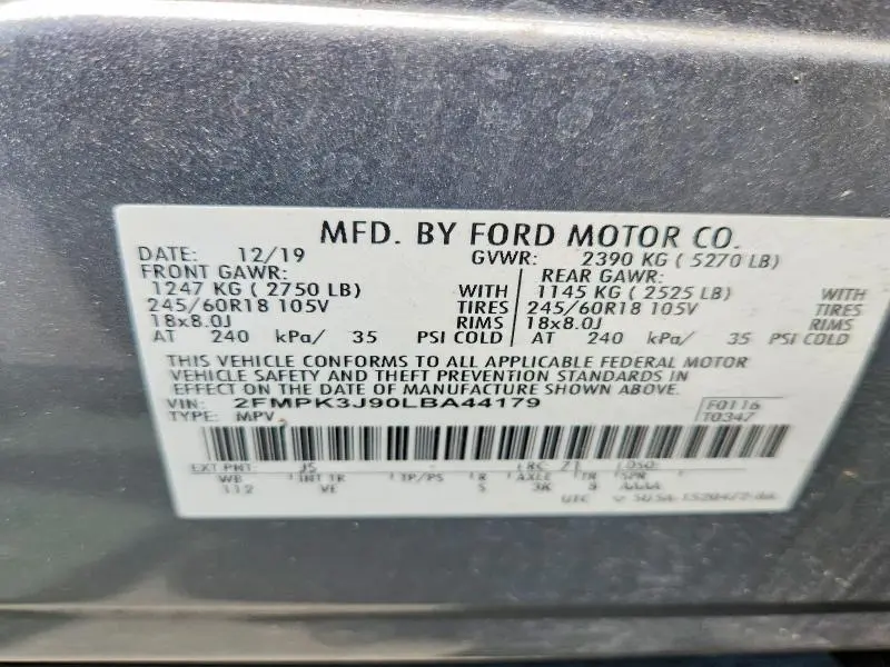 2020 FORD EDGE SEL  