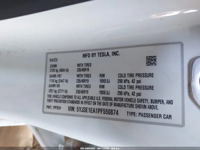 2023 TESLA MODEL 3 REAR-WHEEL DRIVE