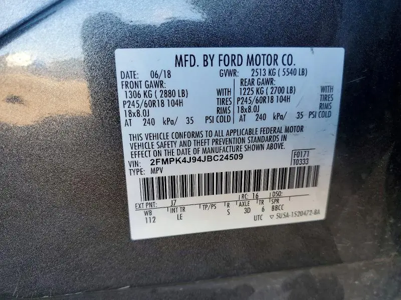 2018 FORD EDGE SEL  