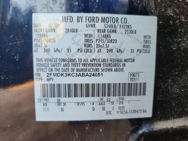 2010 FORD EDGE LIMITED  