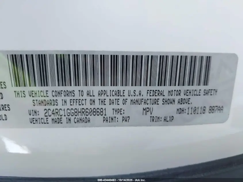 2017 CHRYSLER PACIFICA LIMITED