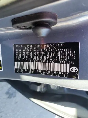 2022 TOYOTA COROLLA LE  