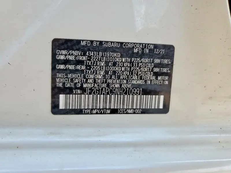 2022 SUBARU CROSSTREK PREMIUM  