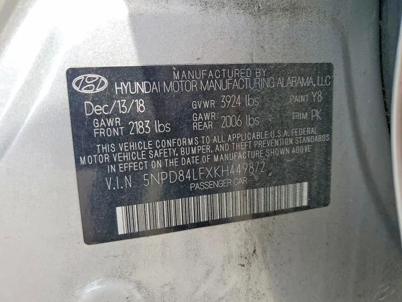 2019 HYUNDAI ELANTRA SEL  