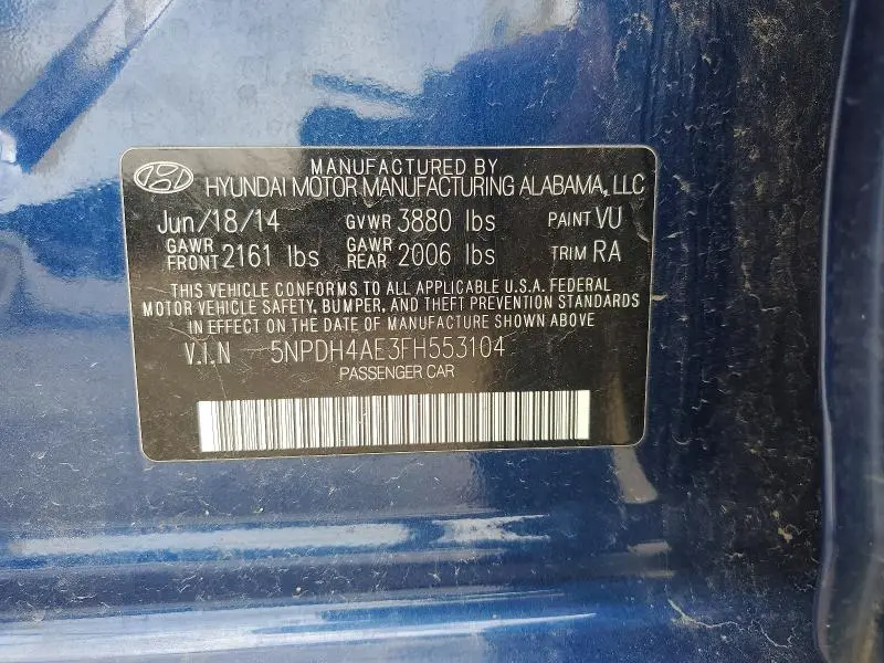 2015 HYUNDAI ELANTRA SE  