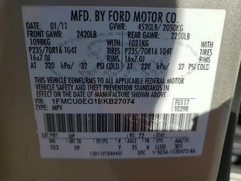 2011 FORD ESCAPE LIMITED  