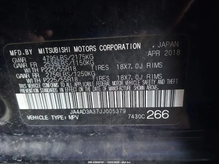 2018 MITSUBISHI OUTLANDER SE