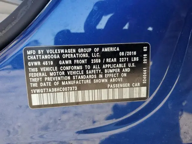 2017 VOLKSWAGEN PASSAT SE  