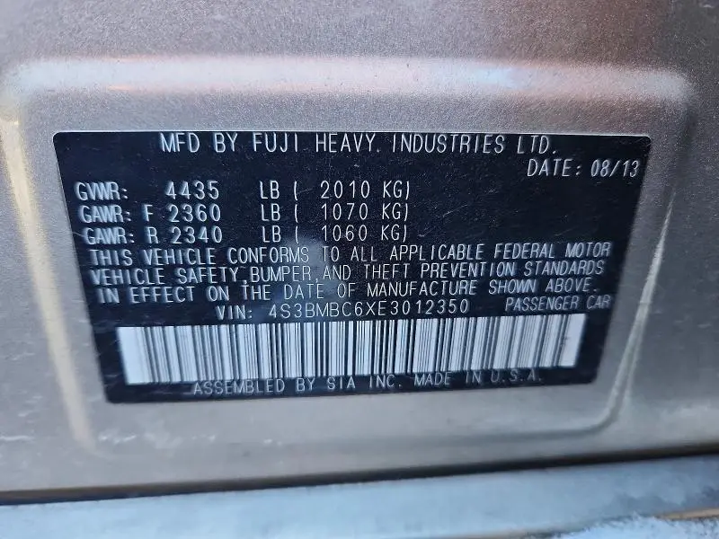 2014 SUBARU LEGACY 2.5I PREMIUM  