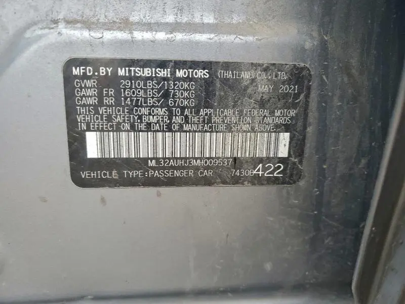 2021 MITSUBISHI MIRAGE ES  