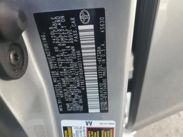 2019 TOYOTA AVALON XLE