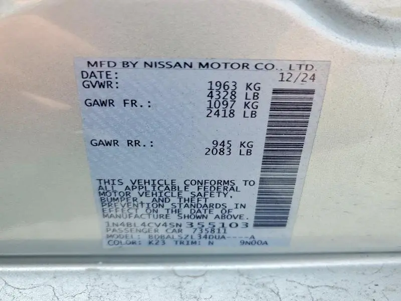 2025 NISSAN ALTIMA SR  