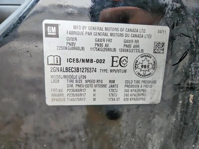 2011 CHEVROLET EQUINOX LS  