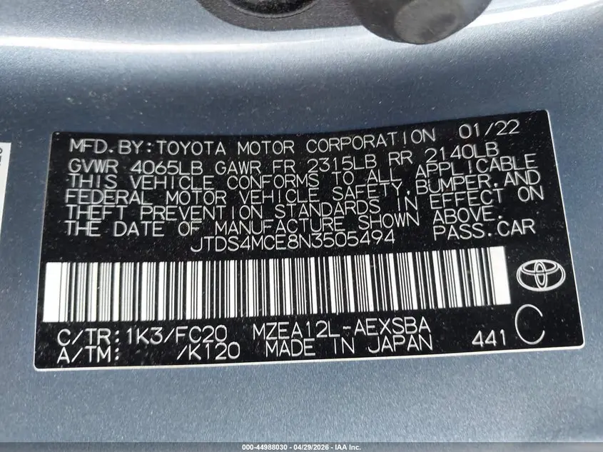 2022 TOYOTA COROLLA SE