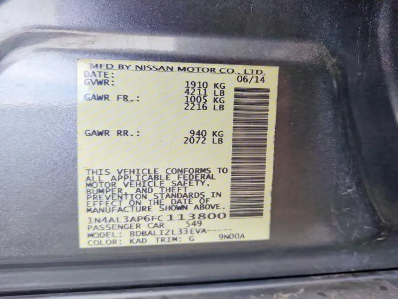 2015 NISSAN ALTIMA 2.5 SV  