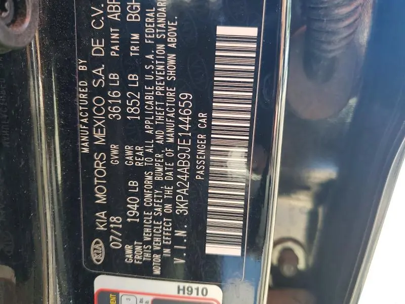 2018 KIA RIO S  