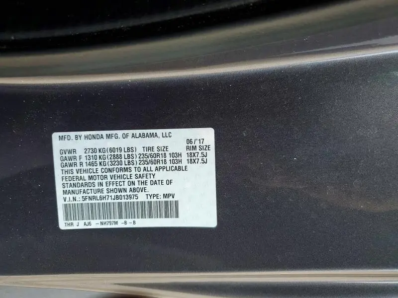 2018 HONDA ODYSSEY EXL  